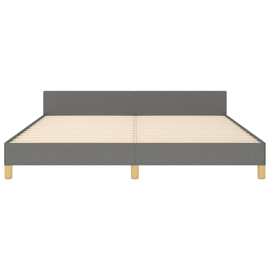Bedframe Met Hoofdeinde Stof Donkergrijs 180 x 200 cm Blok met vierkanten