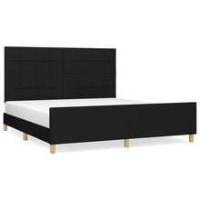 Bedframe Met Hoofdeinde Stof Zwart 180 x 200 cm Blok met vierkanten