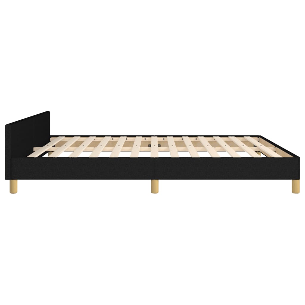 Bedframe Met Hoofdeinde Stof Zwart 180 x 200 cm Blok met vierkanten