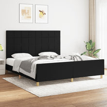 Bedframe Met Hoofdeinde Stof Zwart 180 x 200 cm Blok met vierkanten