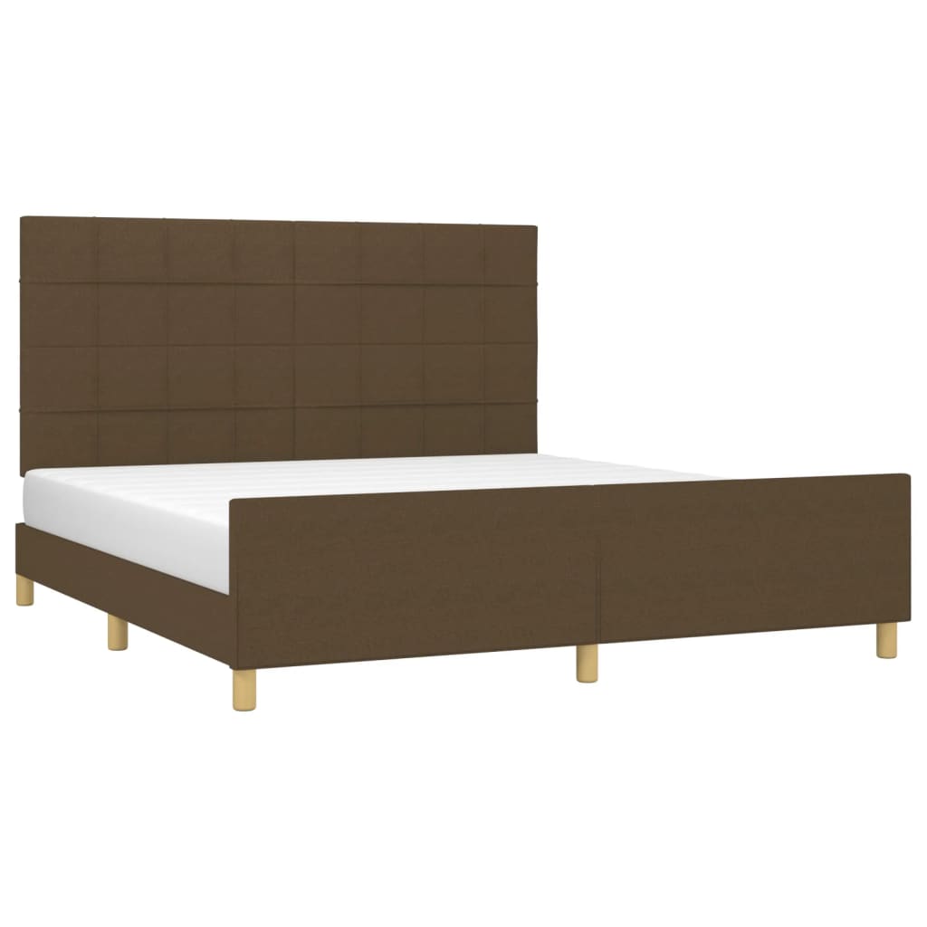 Bedframe Met Hoofdeinde Stof Donkerbruin 180 x 200 cm Blok met vierkanten