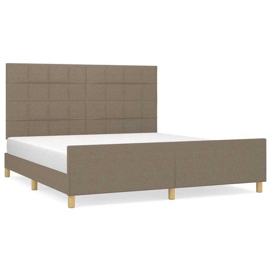 Bedframe Met Hoofdeinde Stof Taupe 180 x 200 cm Blok met vierkanten