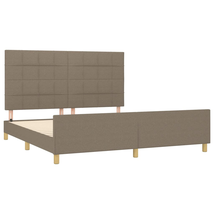 Bedframe Met Hoofdeinde Stof Taupe 180 x 200 cm Blok met vierkanten