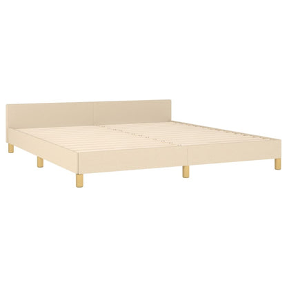 Bedframe Met Hoofdeinde Stof Kleurig Crème 180 x 200 cm Blok met vierkanten