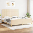 Fabric cream bed frame 180x200 cm without mattress
