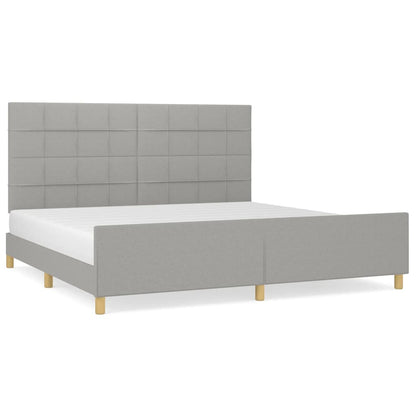 Bedframe met hoofdeinde stof lichtgrijs 200x200 cm 200 x 200 cm Lichtgrijs