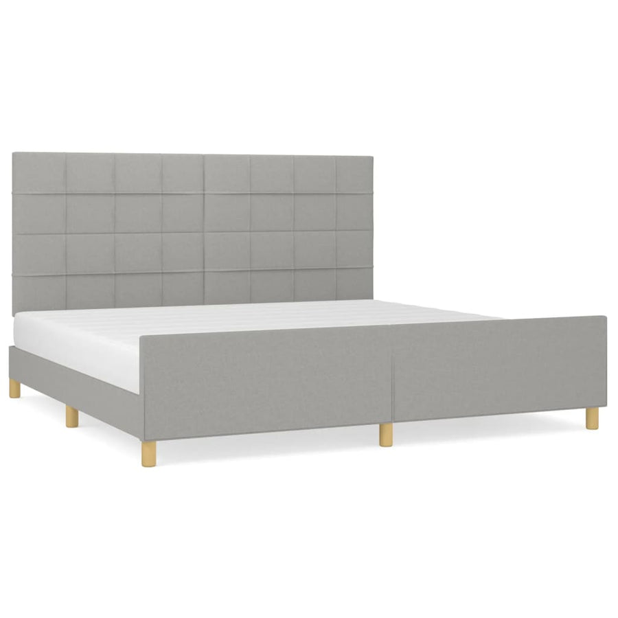 Bedframe met hoofdeinde stof lichtgrijs 200x200 cm 200 x 200 cm Lichtgrijs