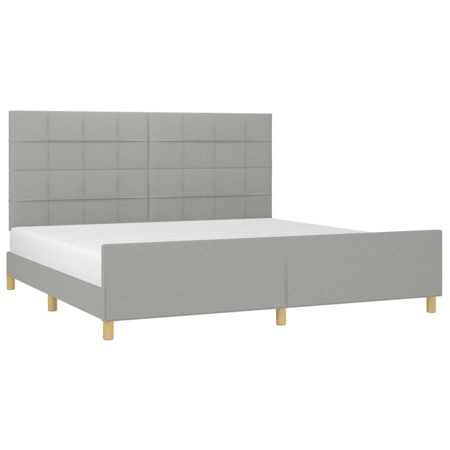 Bedframe met hoofdeinde stof lichtgrijs 200x200 cm 200 x 200 cm Lichtgrijs