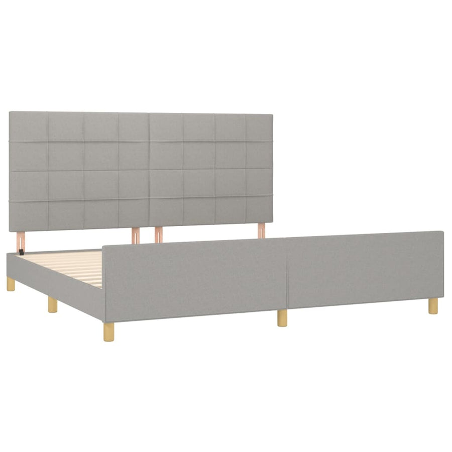 Bedframe met hoofdeinde stof lichtgrijs 200x200 cm 200 x 200 cm Lichtgrijs