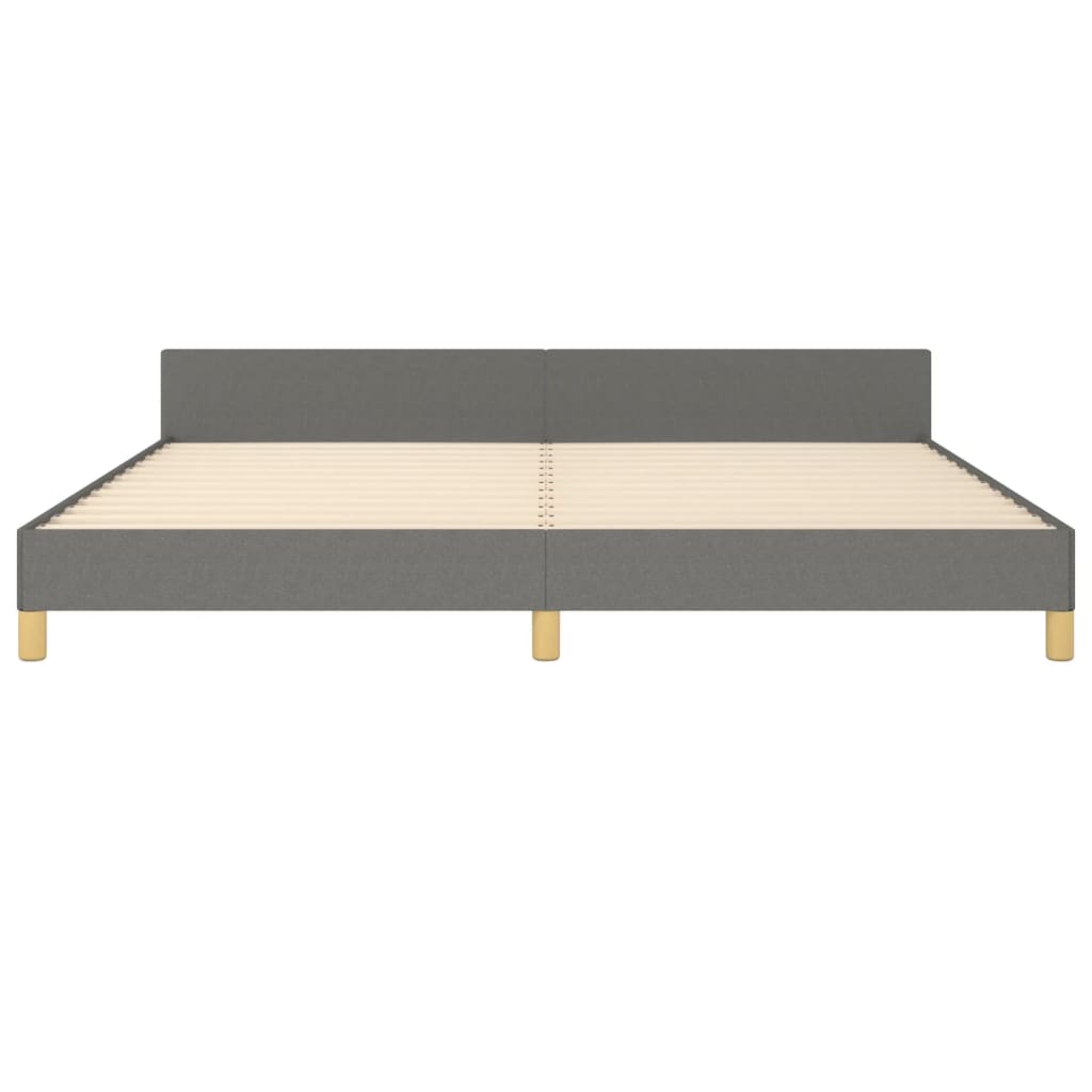 Bedframe Met Hoofdeinde Stof Donkergrijs 200 x 200 cm Blok met vierkanten
