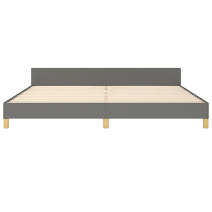 Bedframe Met Hoofdeinde Stof Donkergrijs 200 x 200 cm Blok met vierkanten