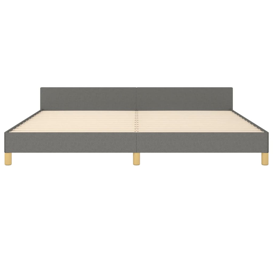 Bedframe Met Hoofdeinde Stof Donkergrijs 200 x 200 cm Blok met vierkanten