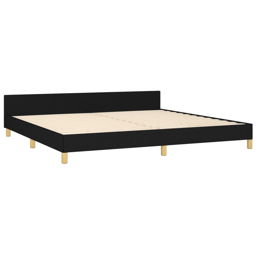 Bedframe Met Hoofdeinde Stof Zwart 200 x 200 cm Blok met vierkanten