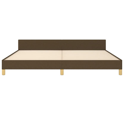 Bedframe Met Hoofdeinde Stof Donkerbruin 200 x 200 cm Blok met vierkanten