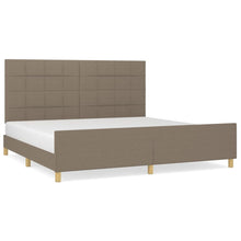 Bedframe met hoofdeinde stof taupe 200x200 cm 200 x 200 cm Blok met vierkanten