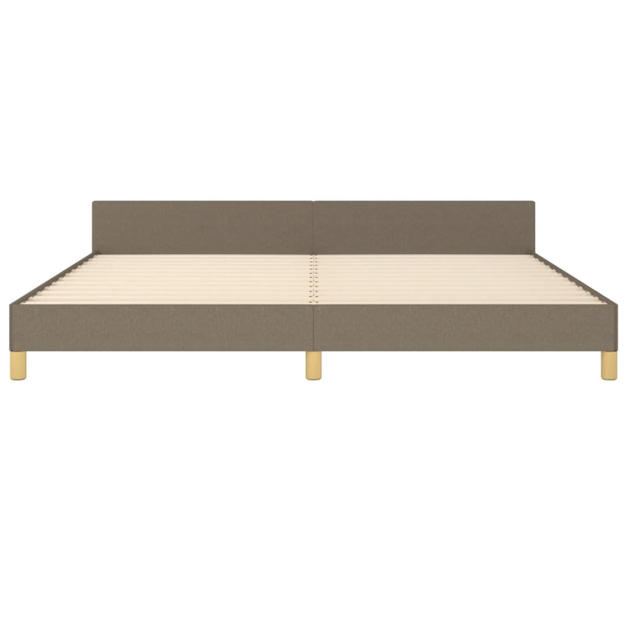 Bedframe met hoofdeinde stof taupe 200x200 cm 200 x 200 cm Blok met vierkanten