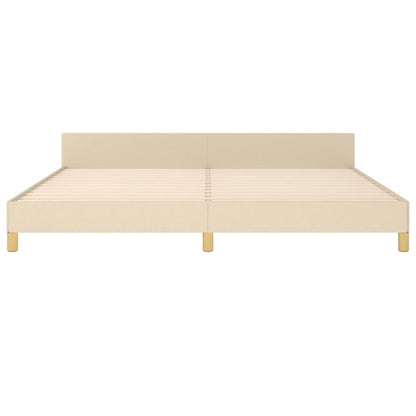 Bedframe Met Hoofdeinde Stof Kleurig Crème 200 x 200 cm Blok met vierkanten