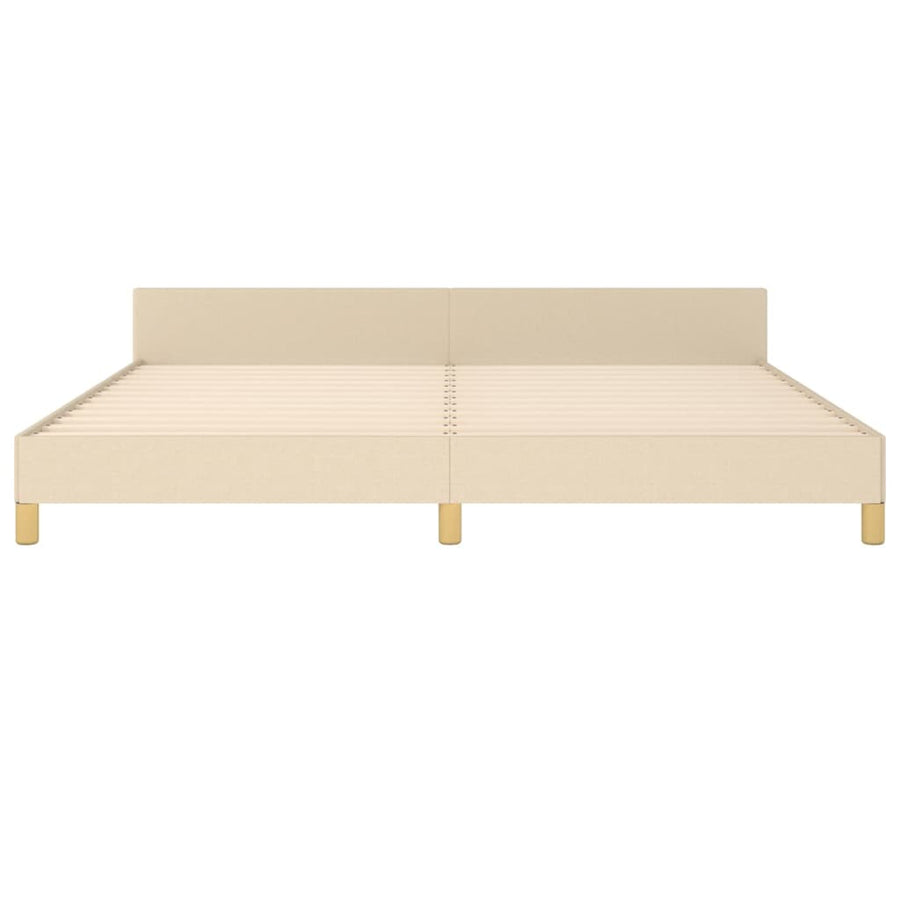 Bedframe Met Hoofdeinde Stof Kleurig Crème 200 x 200 cm Blok met vierkanten