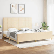 Bedframe 200x200 cm stof crèmekleurig
