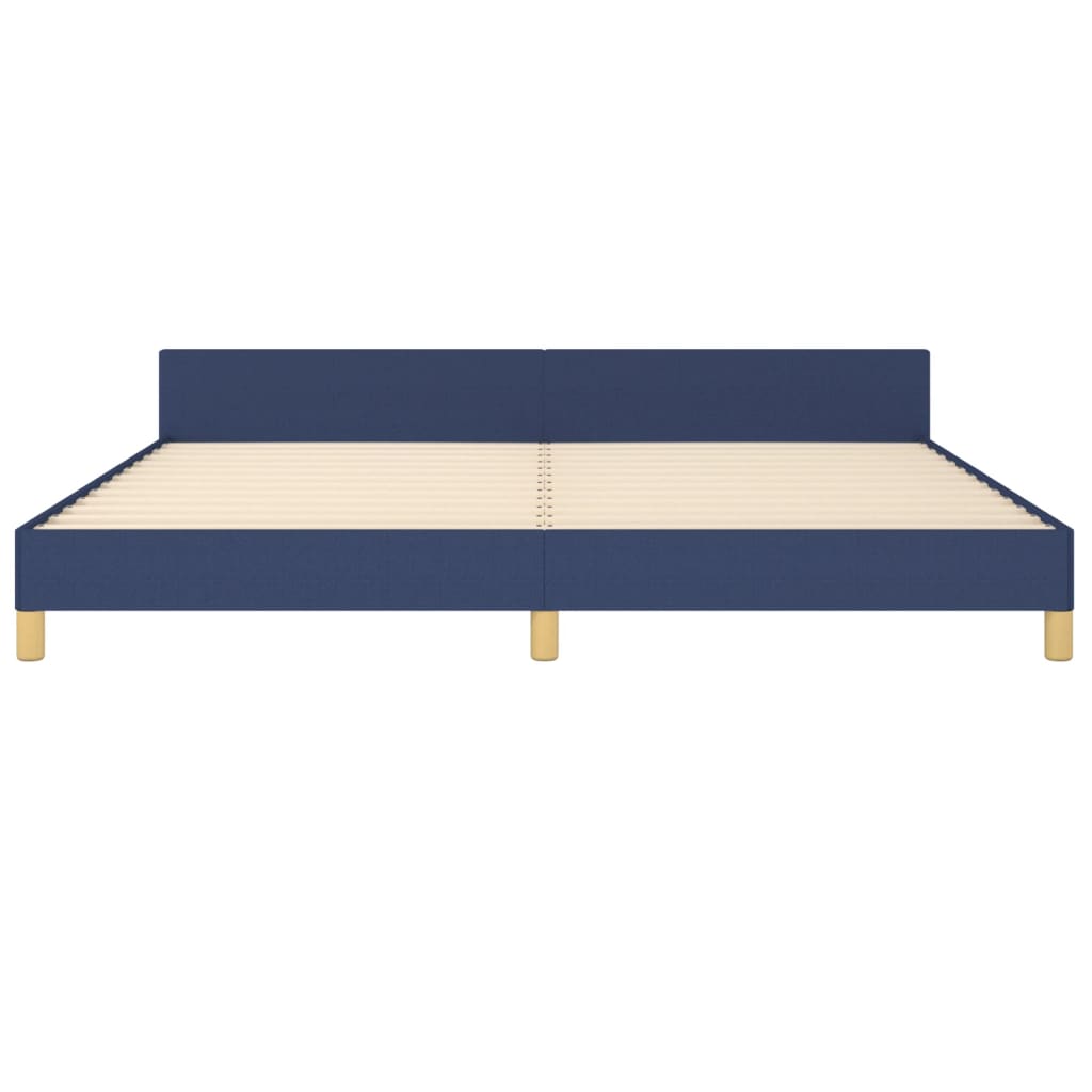 Bedframe Met Hoofdeinde Stof Blauw 200 x 200 cm Blok met vierkanten