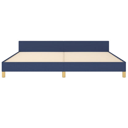 Bedframe Met Hoofdeinde Stof Blauw 200 x 200 cm Blok met vierkanten