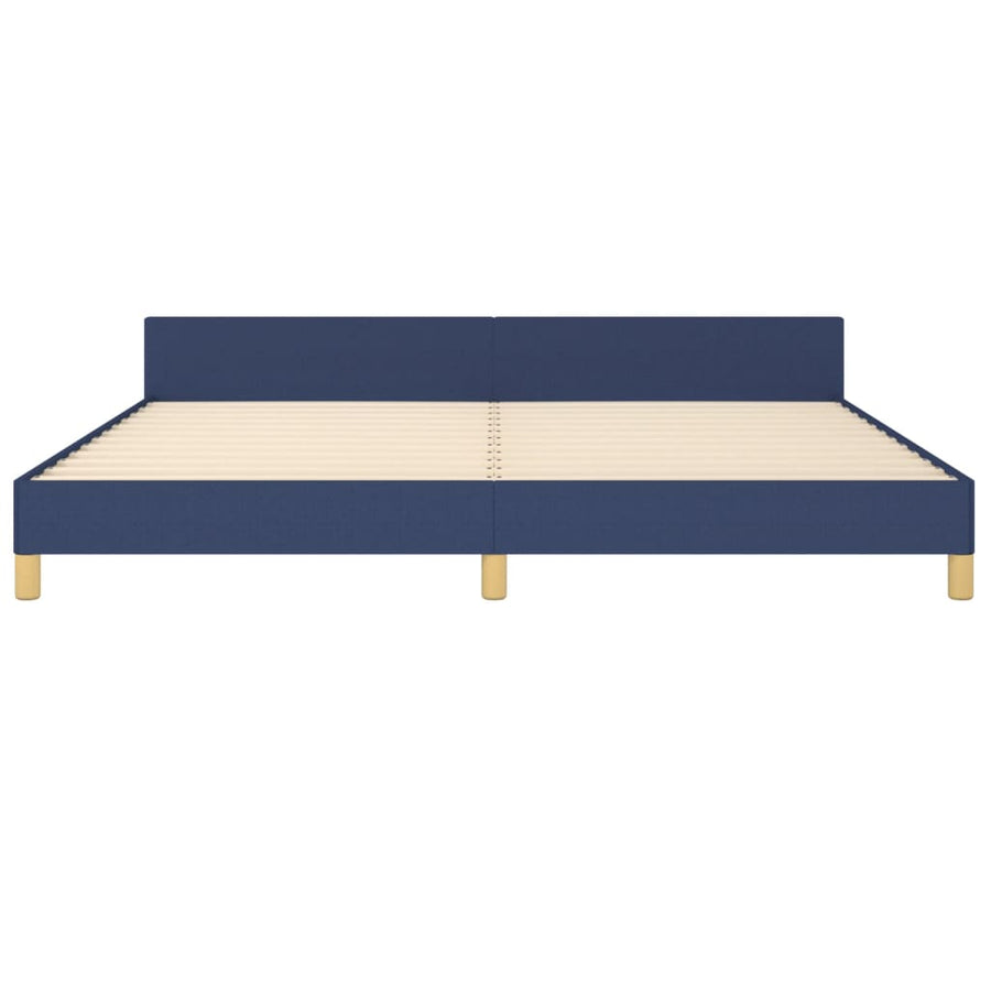 Bedframe Met Hoofdeinde Stof Blauw 200 x 200 cm Blok met vierkanten