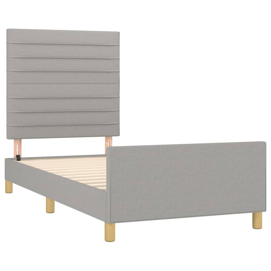 Bedframe Met Hoofdbord Stof Lichtgrijs 80 x 200 cm Horizontale strepen
