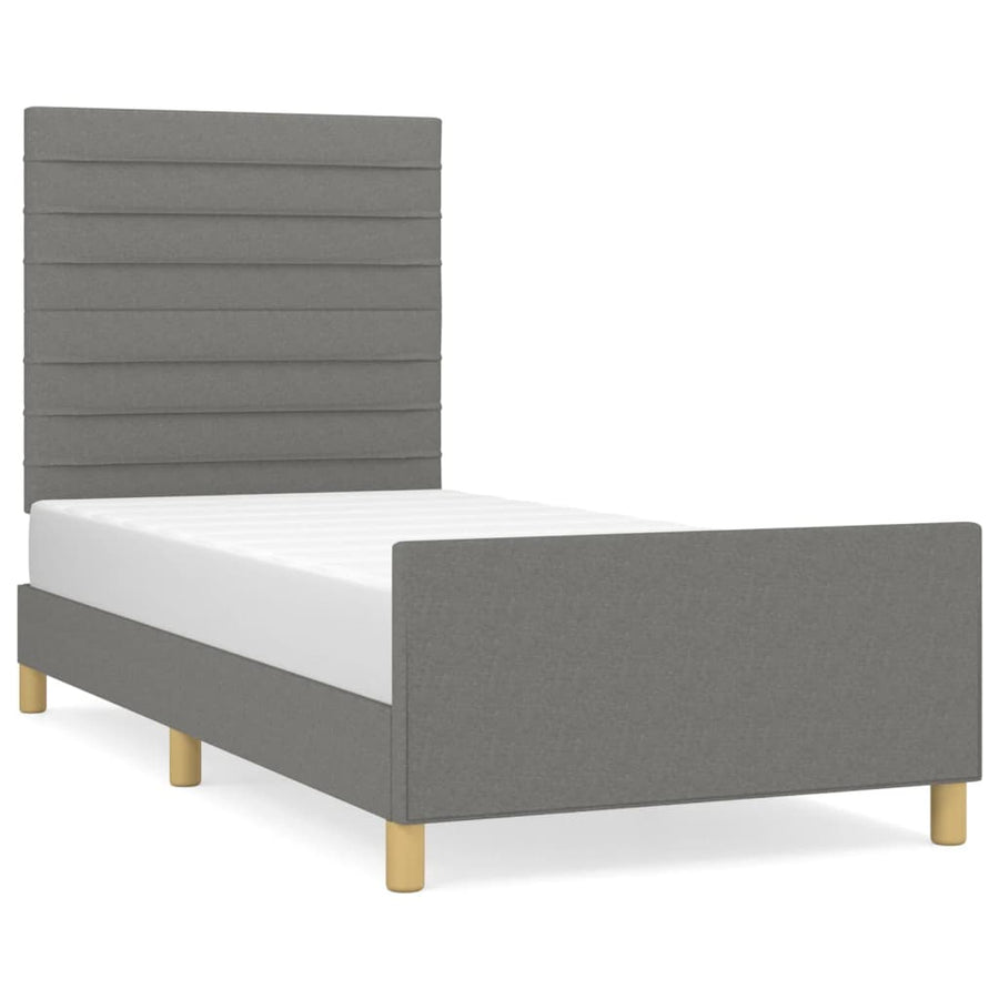 Bedframe Met Hoofdbord Stof Donkergrijs 80 x 200 cm Horizontale strepen