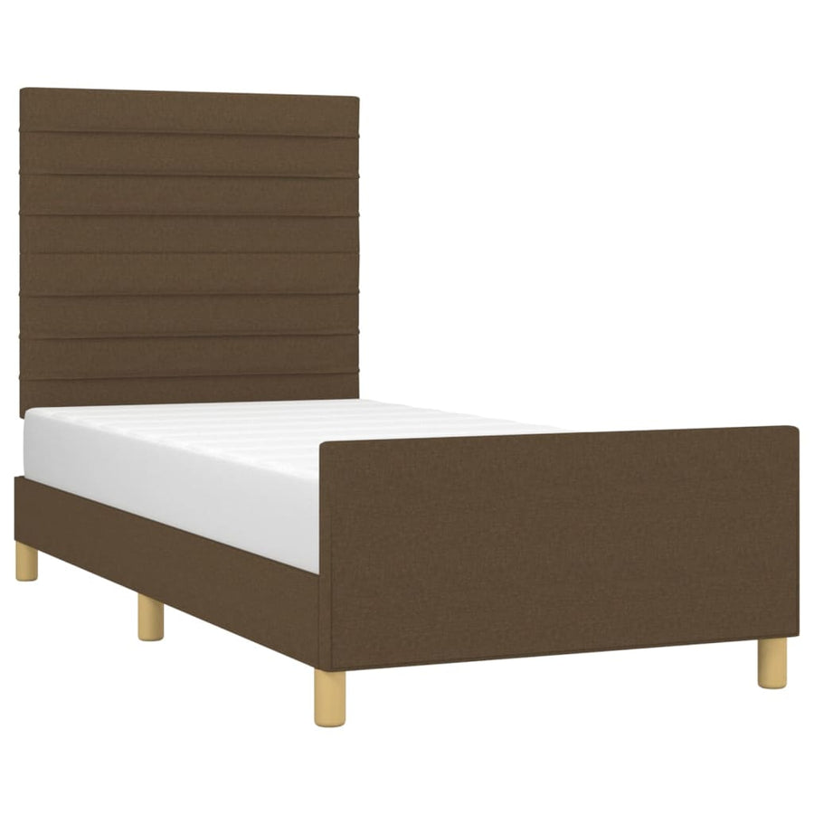 Bedframe Met Hoofdeinde Stof Donkerbruin 80 x 200 cm Horizontale strepen