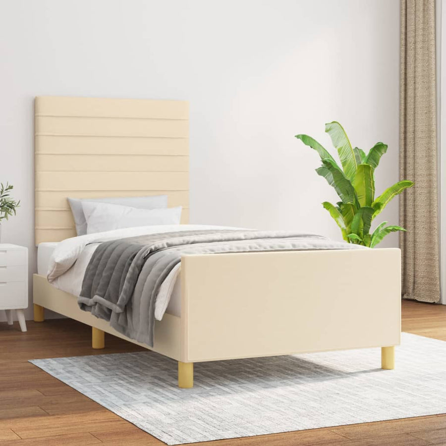 Bedframe Met Hoofdeinde Stof Kleurig Crème 80 x 200 cm Horizontale strepen