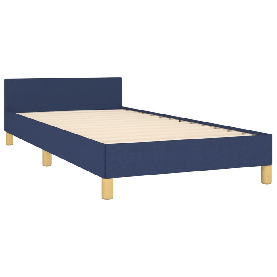 Bedframe Met Hoofdeinde Stof Blauw 90X190 Cm Blauw 90 x 190 cm Horizontale strepen