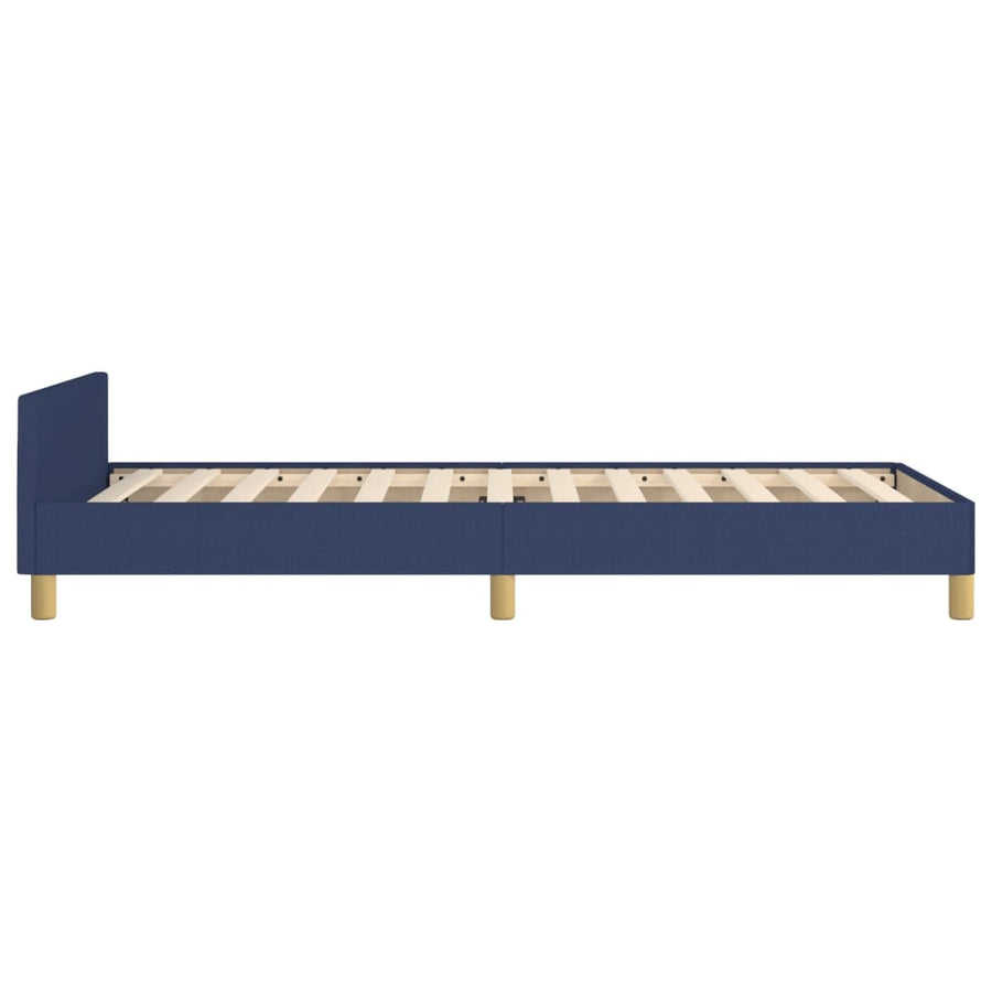 Bedframe Met Hoofdeinde Stof Blauw 90X190 Cm Blauw 90 x 190 cm Horizontale strepen