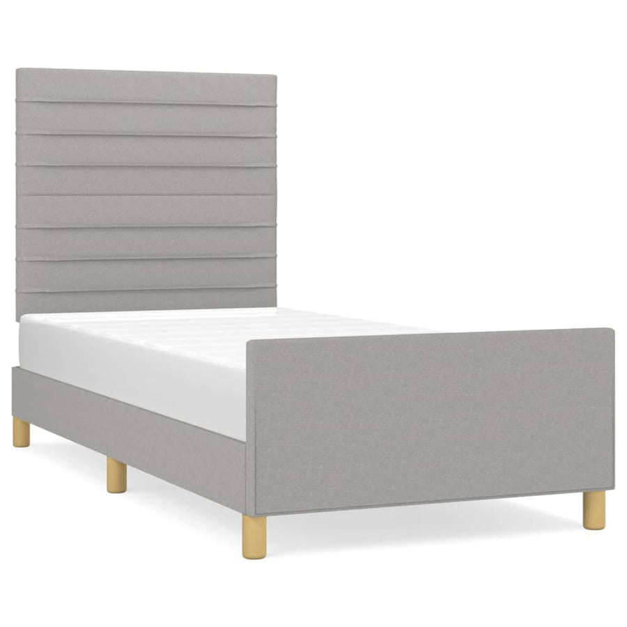 Bedframe met hoofdeinde stof lichtgrijs 90x200 cm 90 x 200 cm Lichtgrijs