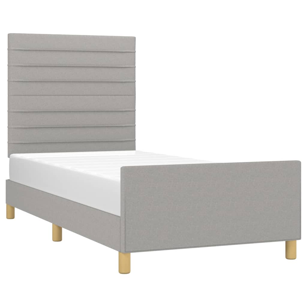 Bedframe met hoofdeinde stof lichtgrijs 90x200 cm 90 x 200 cm Lichtgrijs