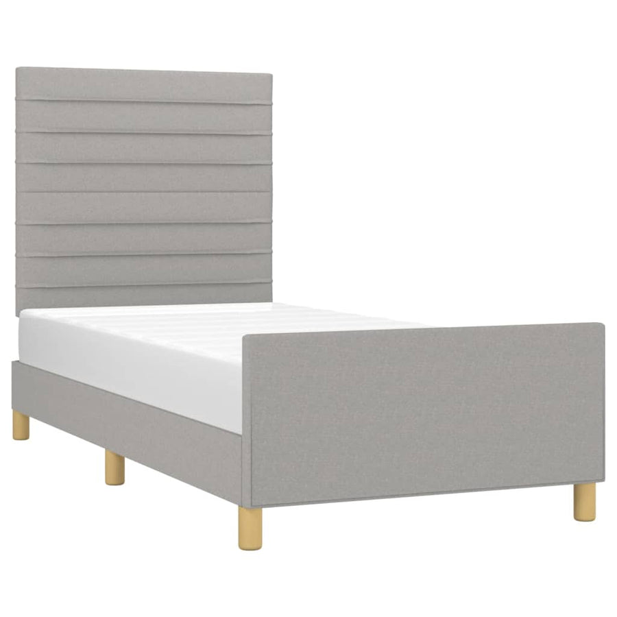 Bedframe met hoofdeinde stof lichtgrijs 90x200 cm 90 x 200 cm Lichtgrijs