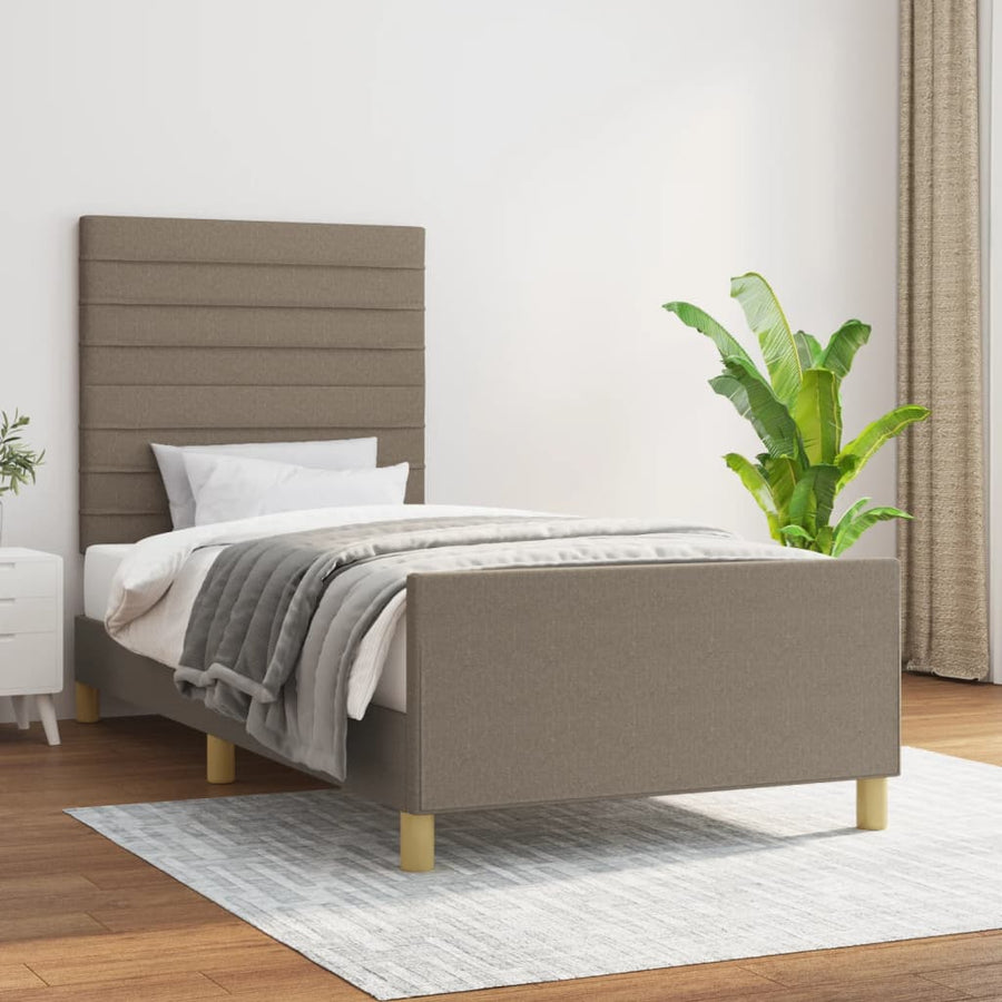 Bedframe met hoofdeinde stof taupe 90x200 cm 90 x 200 cm Taupe