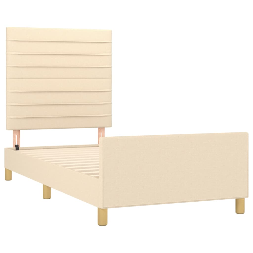 Bedframe Met Hoofdeinde Stof Kleurig Crème 90 x 200 cm Horizontale strepen