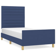 Bedframe Met Hoofdeinde Stof Blauw 90X200 Cm Blauw 90 x 200 cm Horizontale strepen