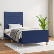 Bedframe 90x200 cm stof blauw met hoofdeinde