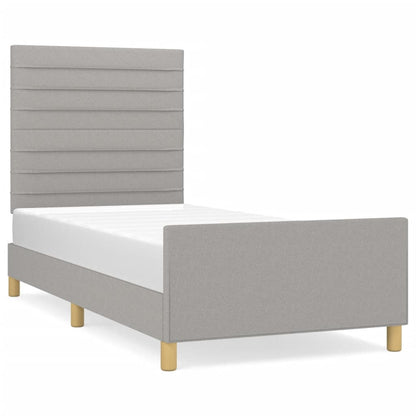 Bedframe met hoofdeinde stof lichtgrijs 100x200 cm 100 x 200 cm Horizontale strepen