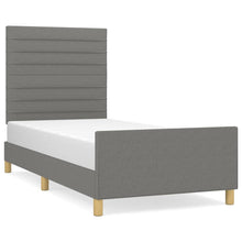 Bedframe Met Hoofdeinde Stof Donkergrijs 100 x 200 cm Horizontale strepen