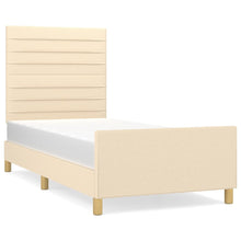 Bedframe Met Hoofdeinde Stof Kleurig Crème 100 x 200 cm Horizontale strepen