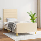 Bedframe Met Hoofdeinde Stof Kleurig Crème 100 x 200 cm Horizontale strepen