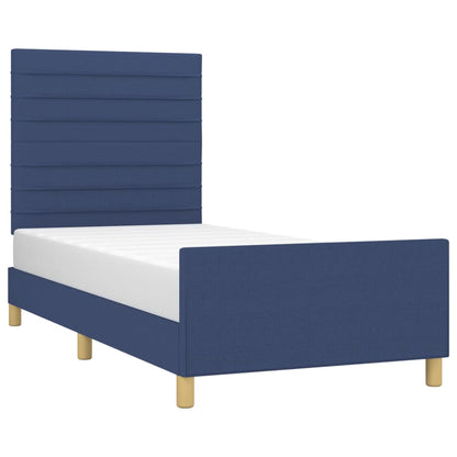 Bedframe Met Hoofdeinde Stof Blauw 100 x 200 cm Horizontale strepen