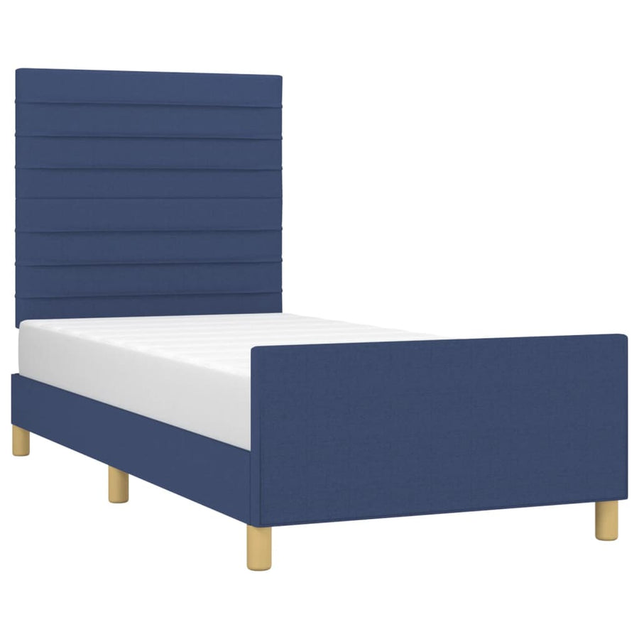 Bedframe Met Hoofdeinde Stof Blauw 100 x 200 cm Horizontale strepen