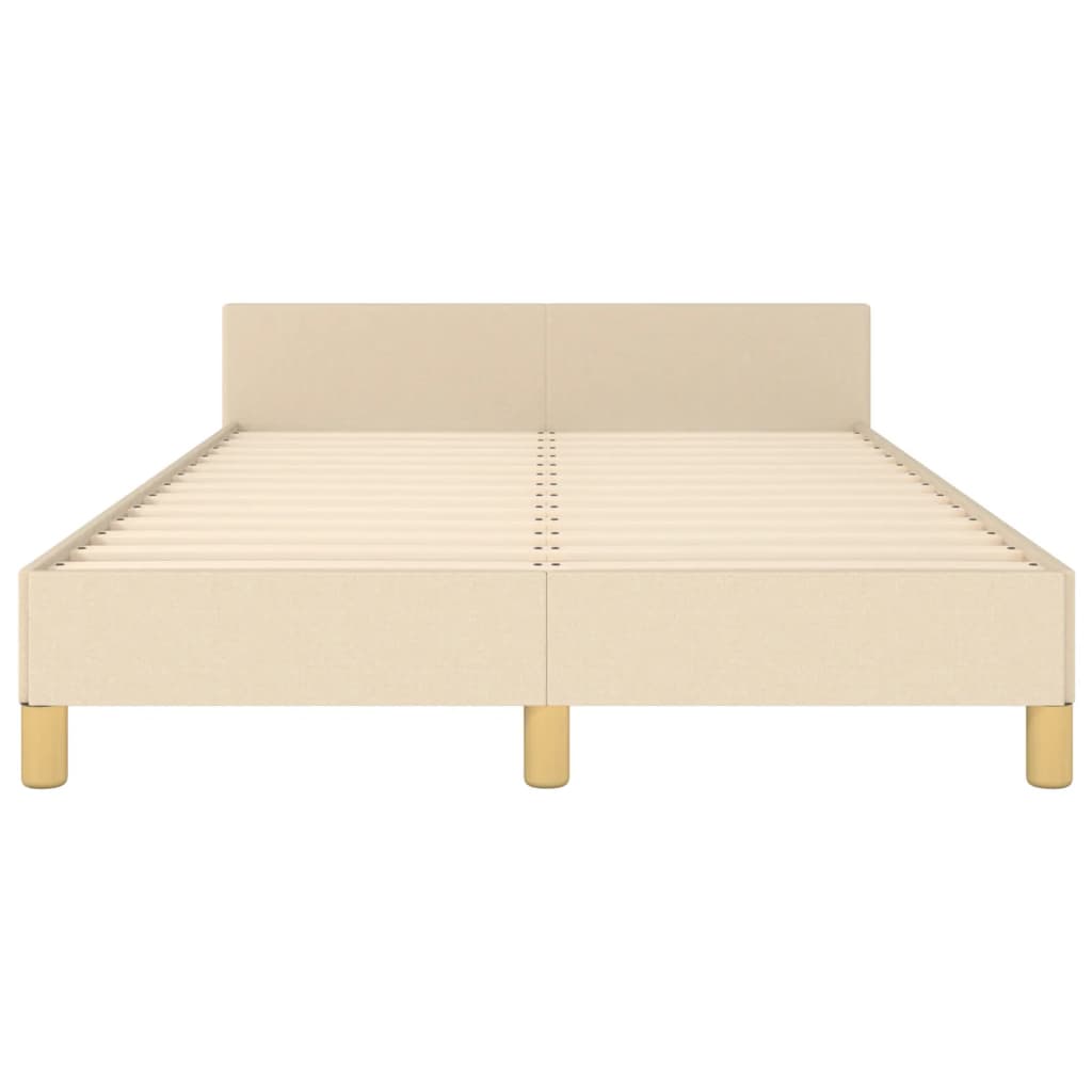 Bedframe Met Hoofdeinde Stof Crèmekleurig 120X200 Cm Crème 120 x 200 cm Horizontale strepen