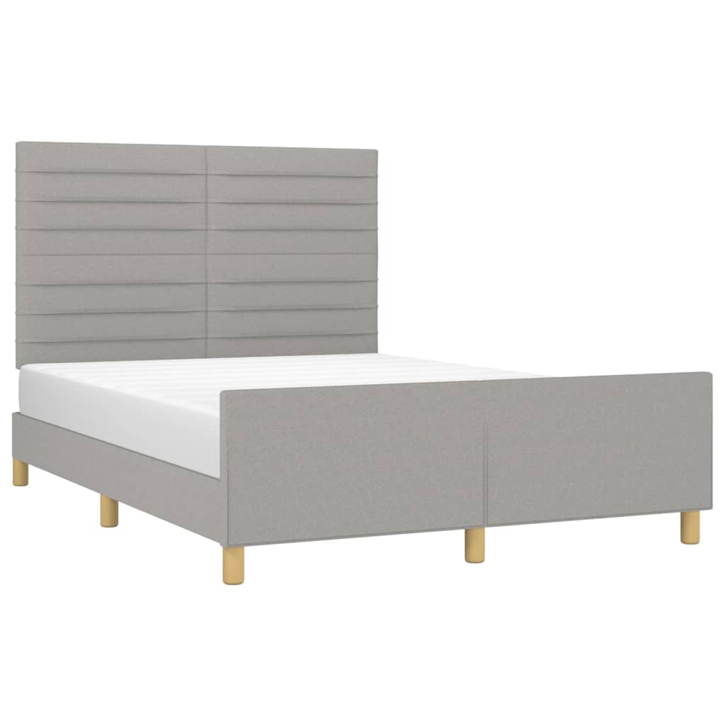 Bedframe met hoofdeinde stof lichtgrijs 140x190 cm 140 x 190 cm Lichtgrijs
