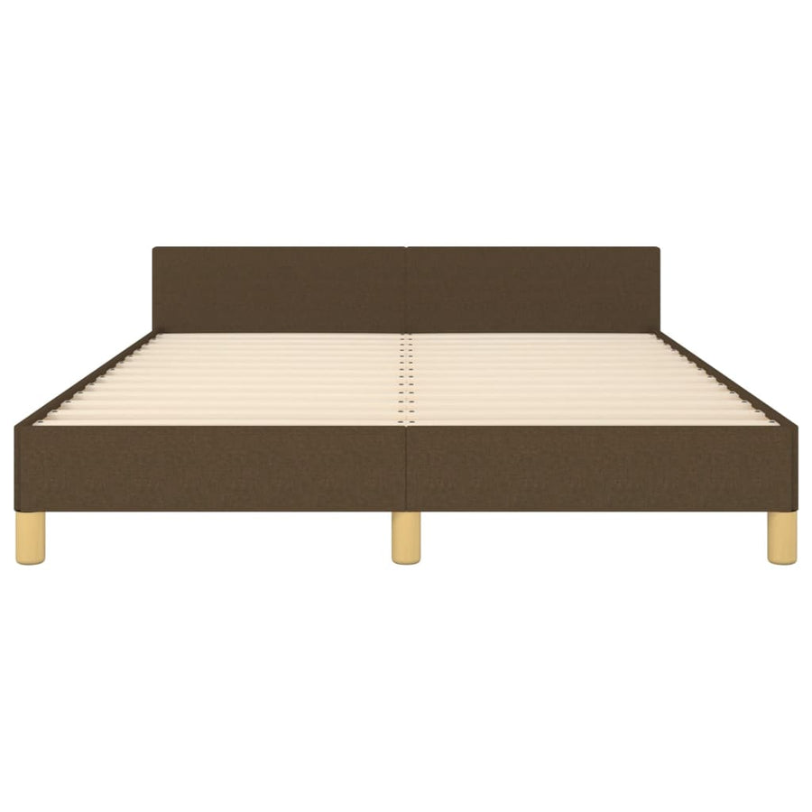 Bedframe Met Hoofdeinde Stof Donkerblauw Donkerbruin 140 x 190 cm Horizontale strepen