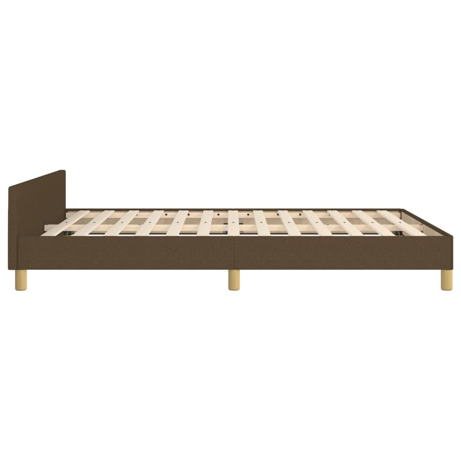Bedframe Met Hoofdeinde Stof Donkerblauw Donkerbruin 140 x 190 cm Horizontale strepen
