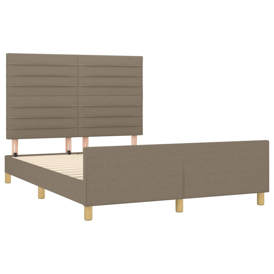 Bedframe met hoofdeinde stof taupe 140x190 cm 140 x 190 cm Horizontale strepen